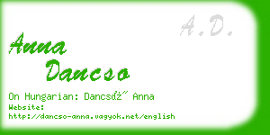 anna dancso business card